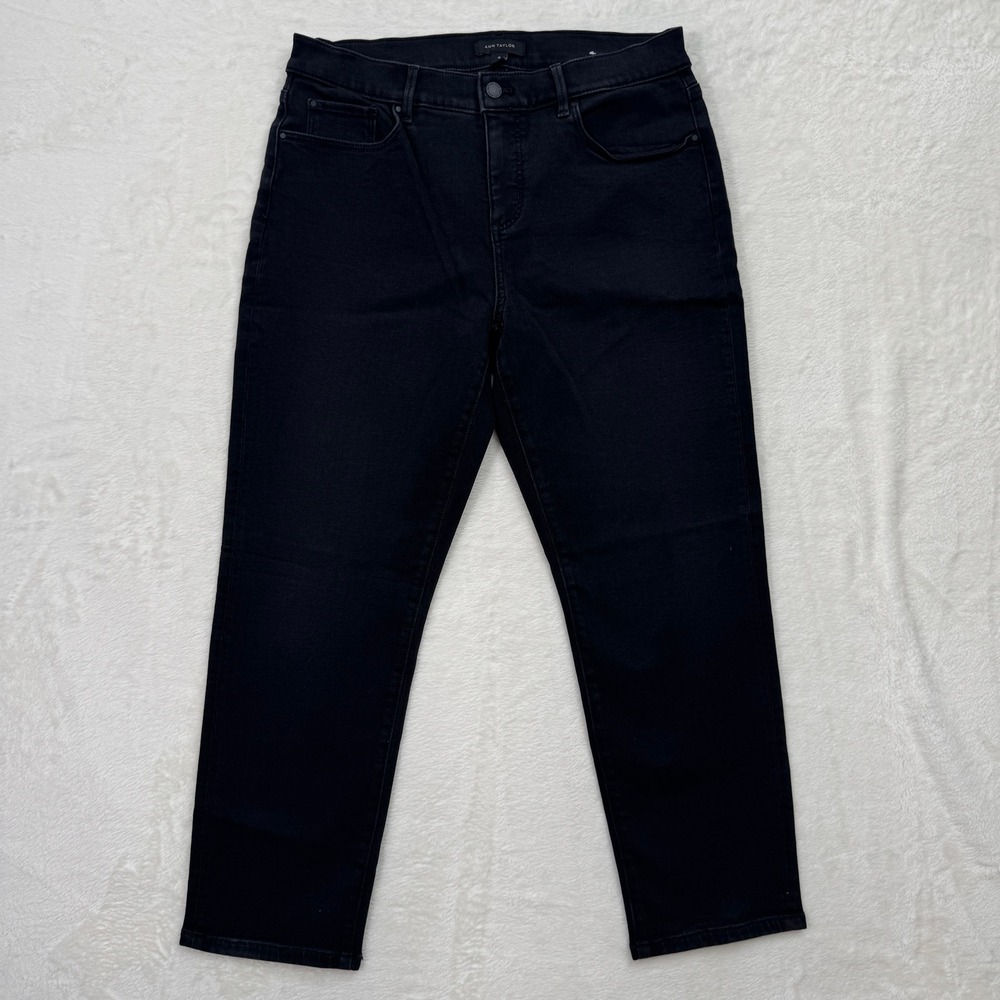 Ann Taylor‎ Jeans Womens 10 Black The Taper High Rise Stretch Denim Tapered Leg